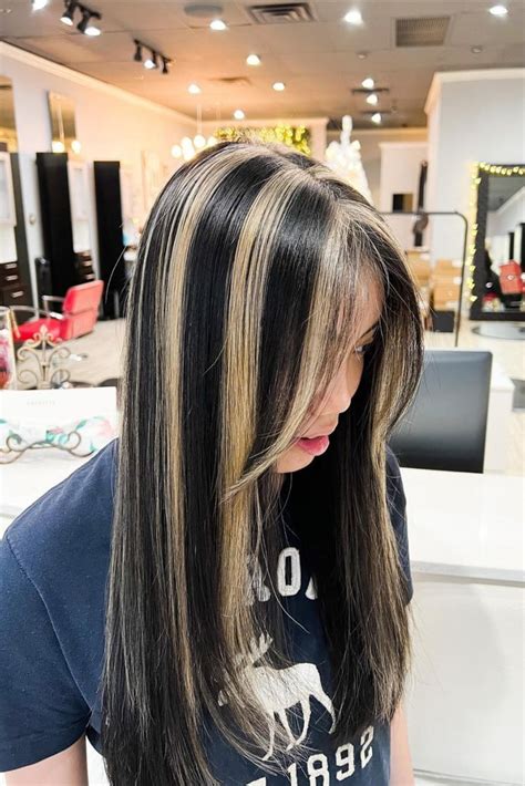 highlights for dark hair pictures|thick highlights on dark hair.